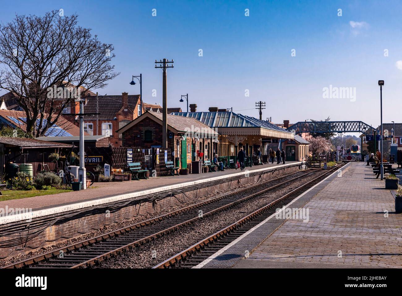 Plataforma de la estación de Sheringham, North Norfolk Railway – The Poppy Line, East Anglia, Inglaterra, Reino Unido Foto de stock