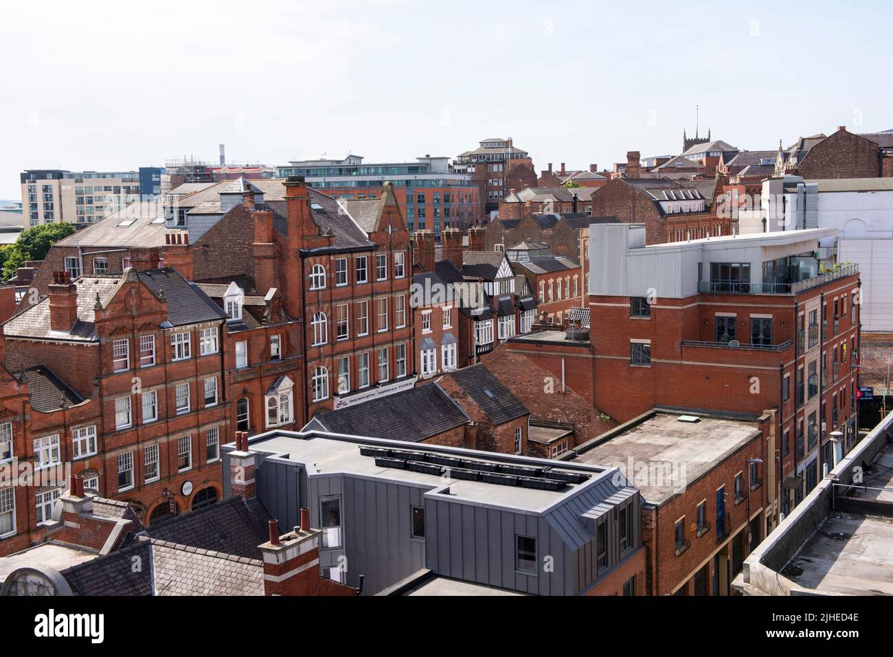 Vista del mercado del encaje desde el tejado del edificio Confetti en Nottingham City, Nottinghamshire, Inglaterra, Reino Unido Foto de stock
