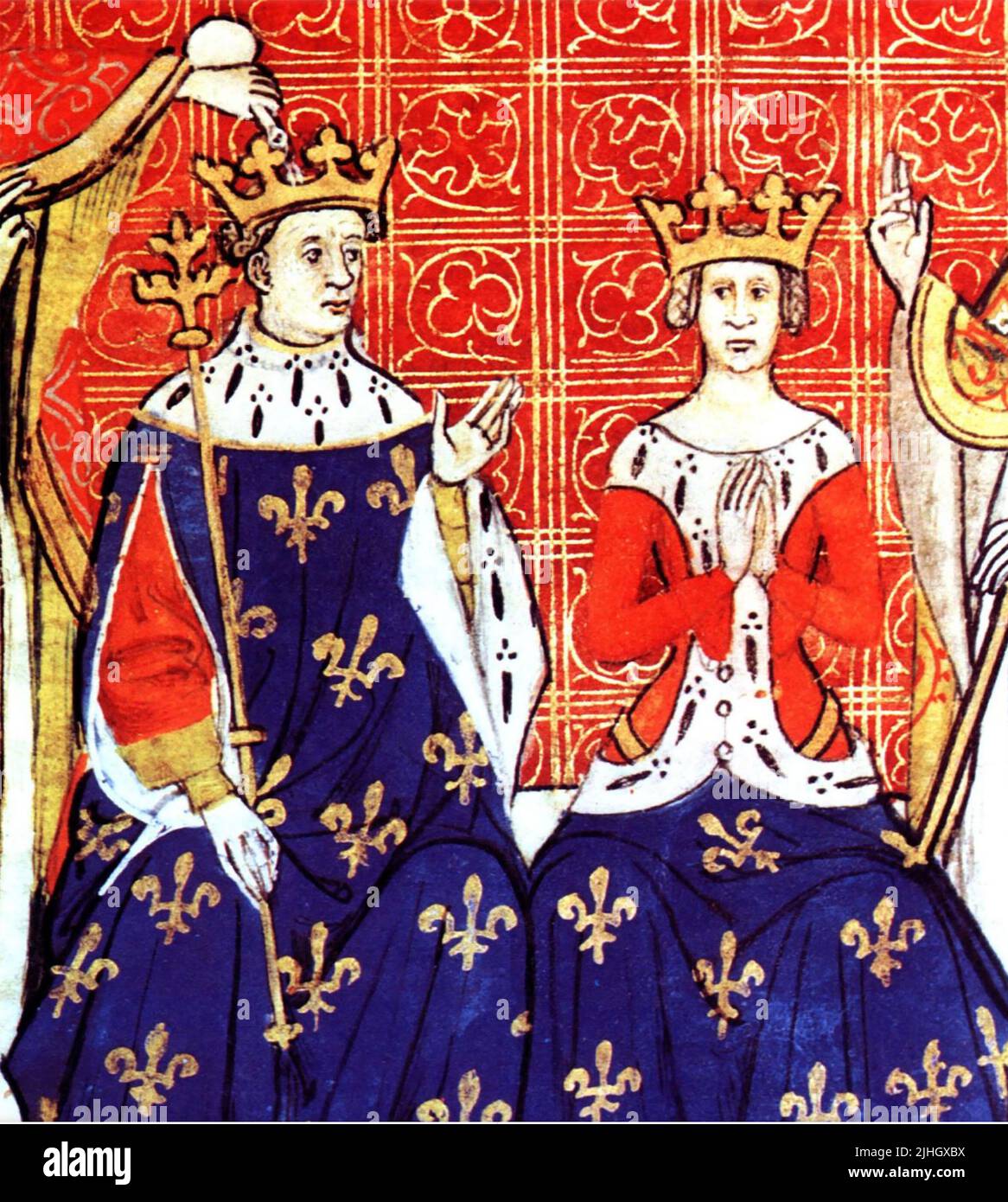 LUIS VIII de Francia (1187-1226) Coronación con la esposa Blanche de Castilla en Reims en 1223 Foto de stock