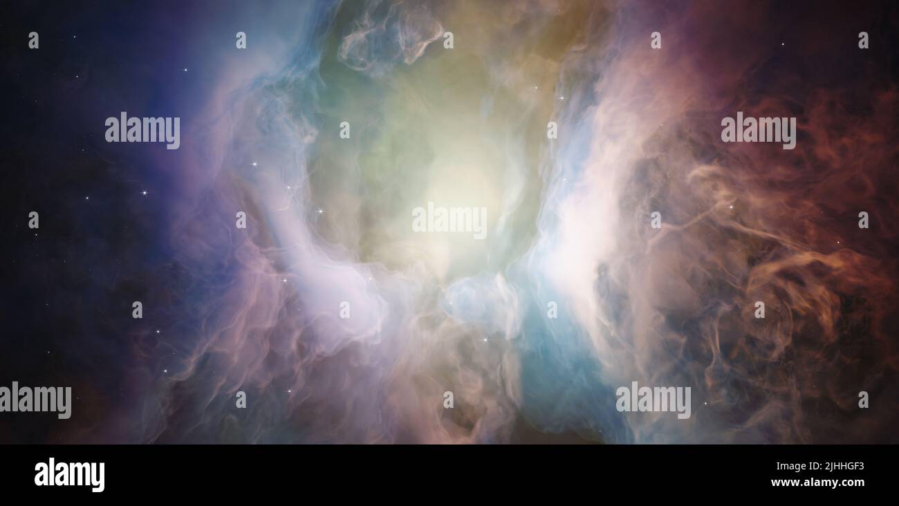 nebulosa Ondas rompiendo en la nebulosa de emisión estelar. Nube interestelar gigante en la constelación de Sagitario. Imagen retocada. Elementos de esto Foto de stock