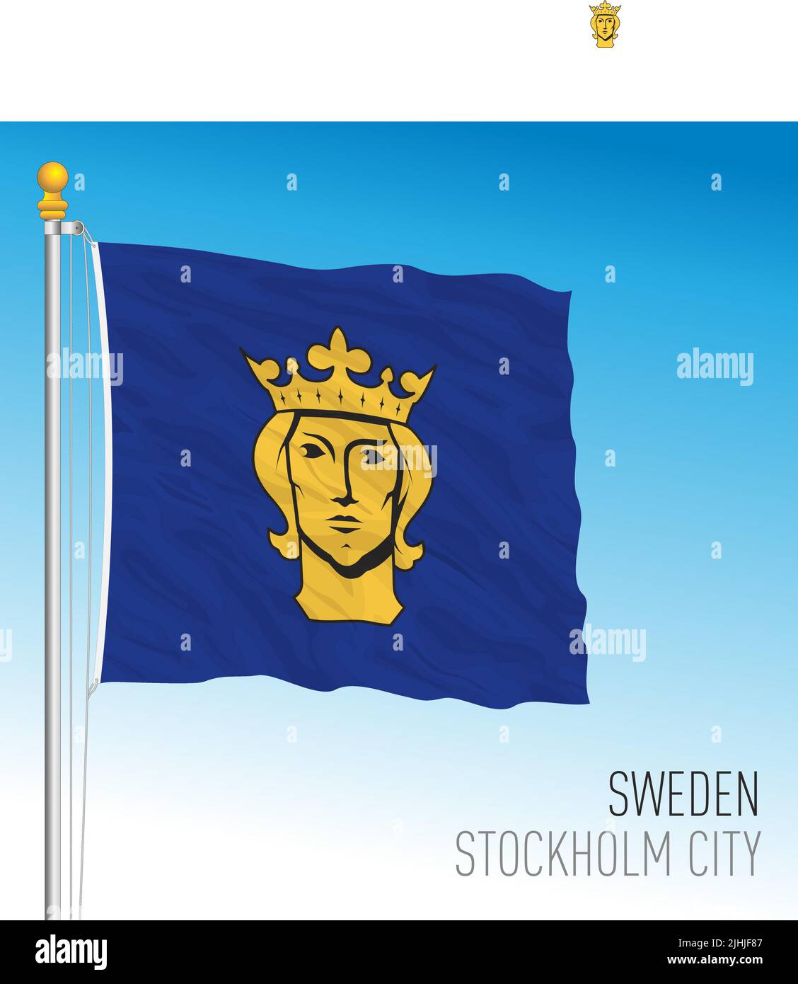 Bandera de la ciudad de Estocolmo, Reino de Suecia, ilustración de vectores Ilustración del Vector