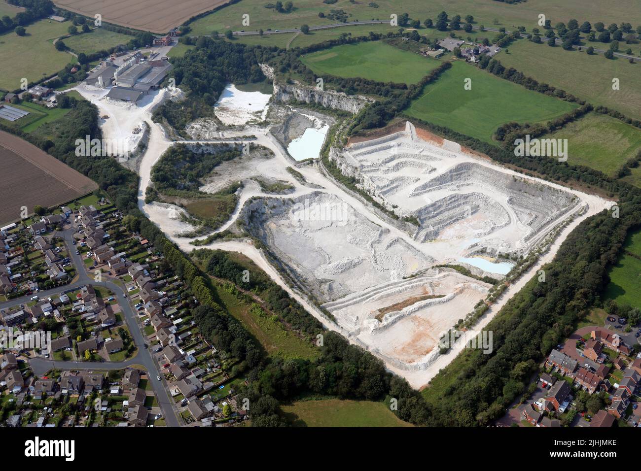 Vista aérea de la cantera de Imerys Minerals en Beverley, East Yorkshire Foto de stock