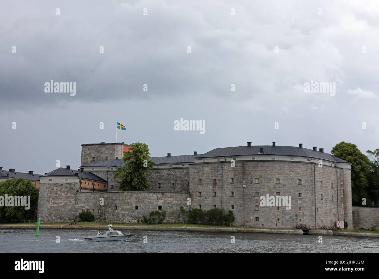 Castillo Vaxholm del siglo 16th en el archipiélago de Estocolmo Foto de stock