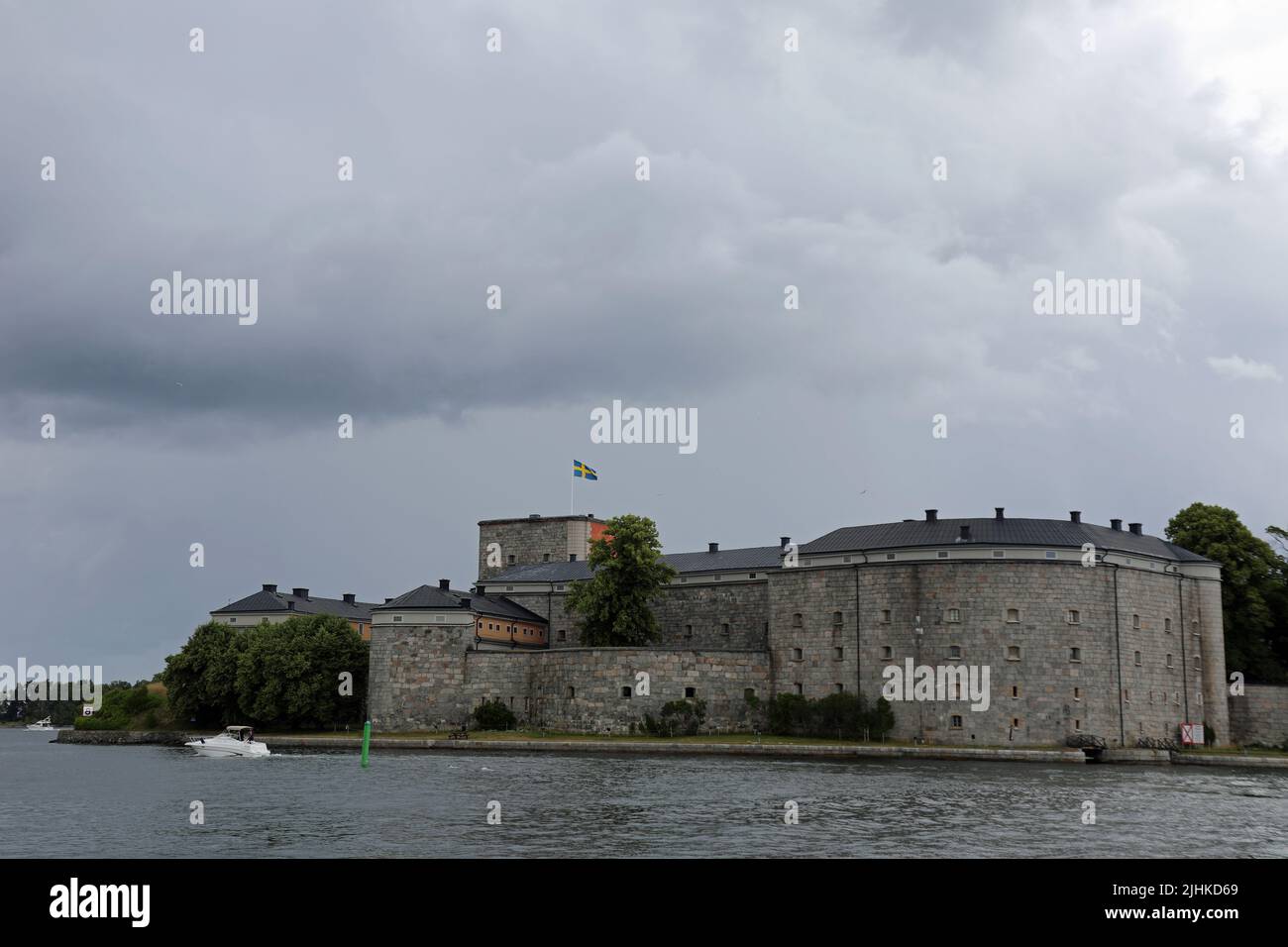 Castillo Vaxholm del siglo 16th en el archipiélago de Estocolmo Foto de stock