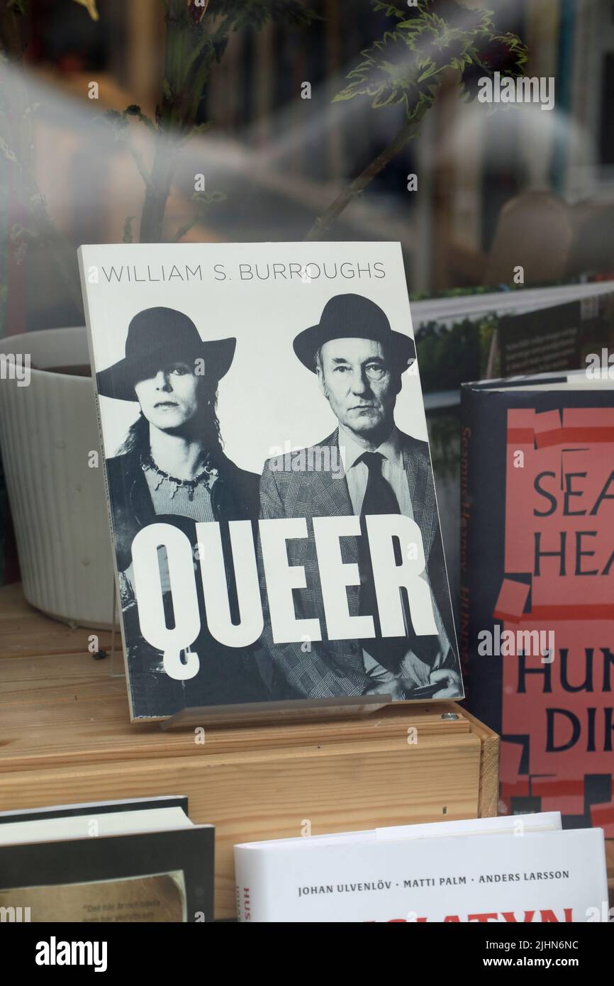Queer de Willian S Burroughs en una ventana de librería Foto de stock