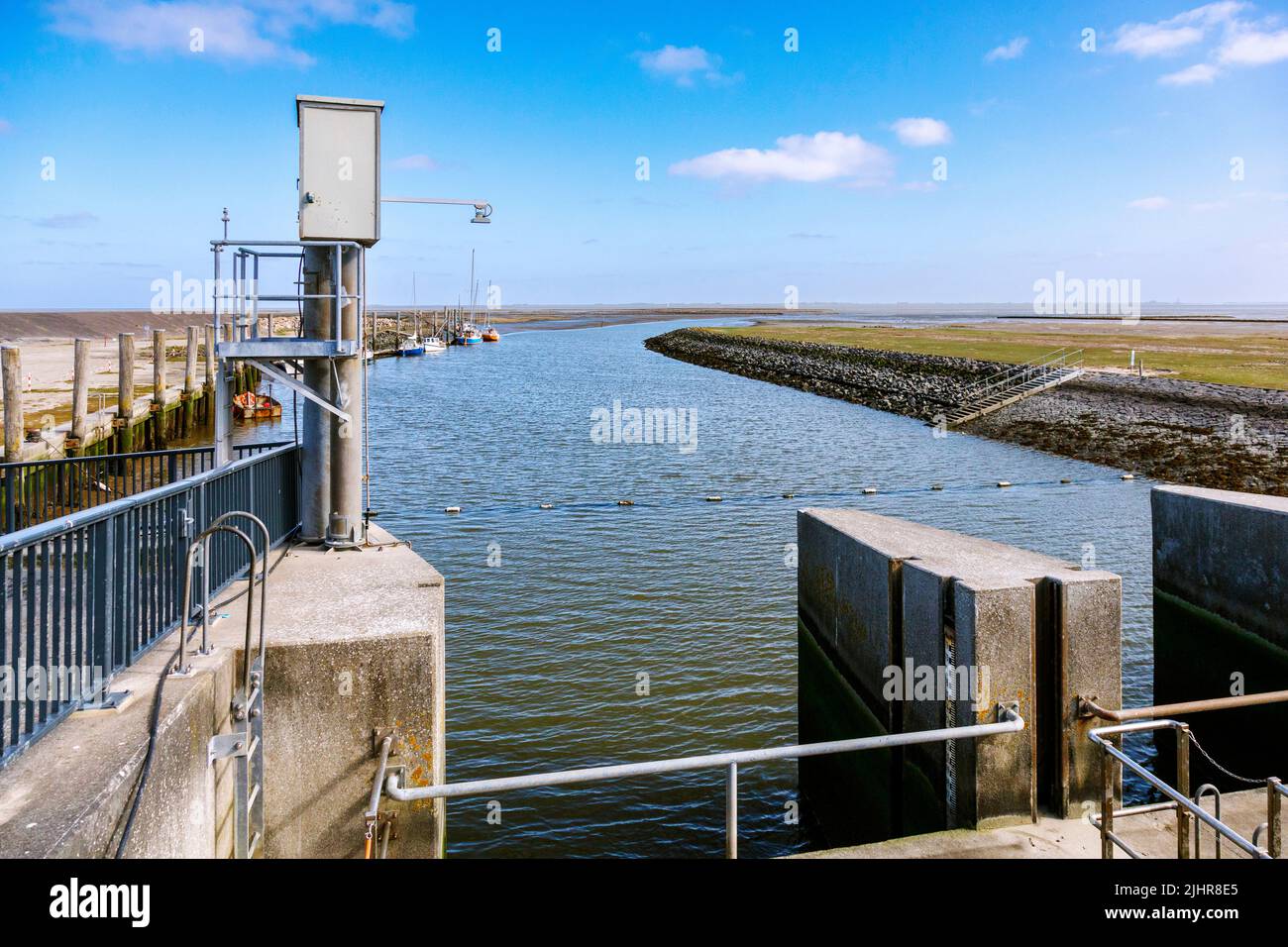 Everschopsiel Hafen en Nordfriesland bei ablaufendem Wasser Foto de stock
