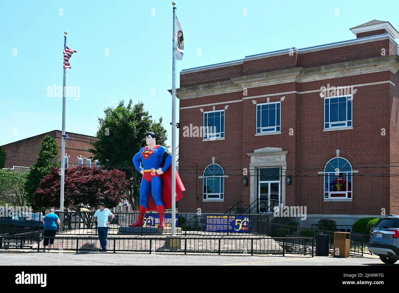 Estatua de Superman en el distrito histórico de Metropolis, Illinois, Estados Unidos de América Foto de stock