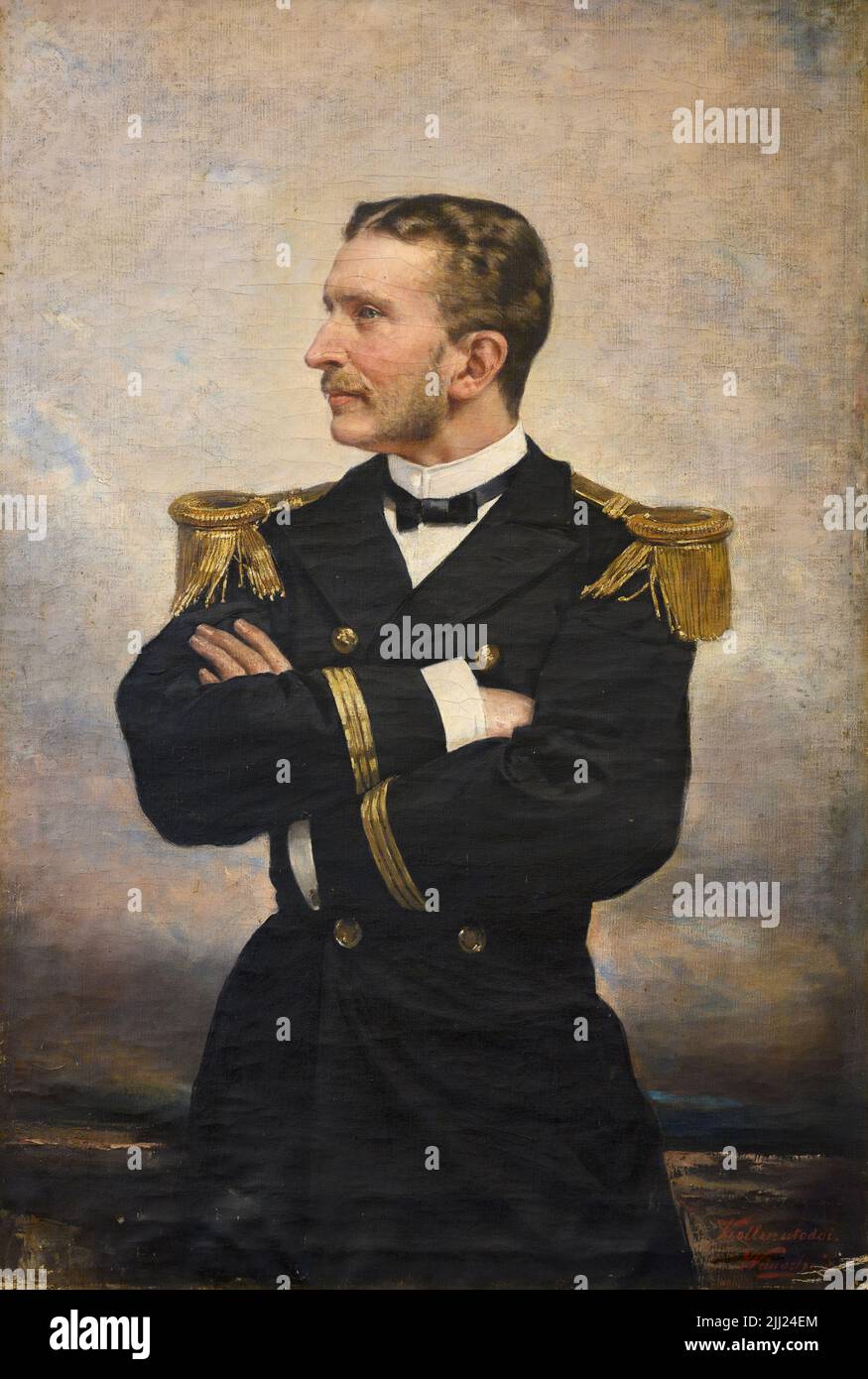 Conde Viliam Sztáray, retrato de E. Wünsche, alrededor de 1880. Óleo sobre lienzo. El Museo Zemplín en Michalovce. Foto de stock
