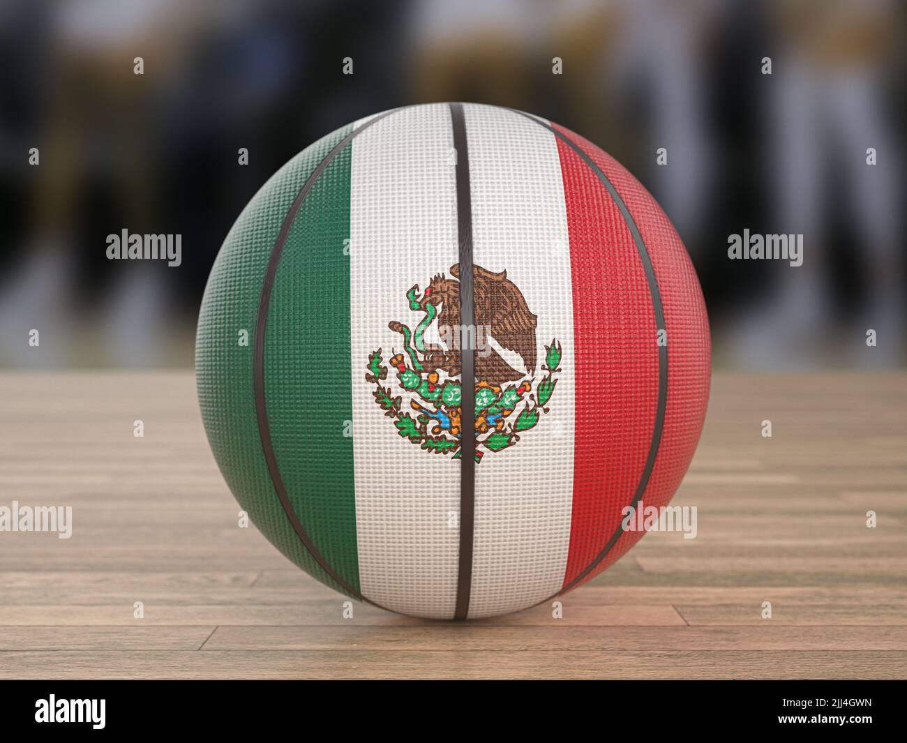 Pelota de baloncesto bandera de México en un suelo de madera. ilustración  3d Fotografía de stock - Alamy