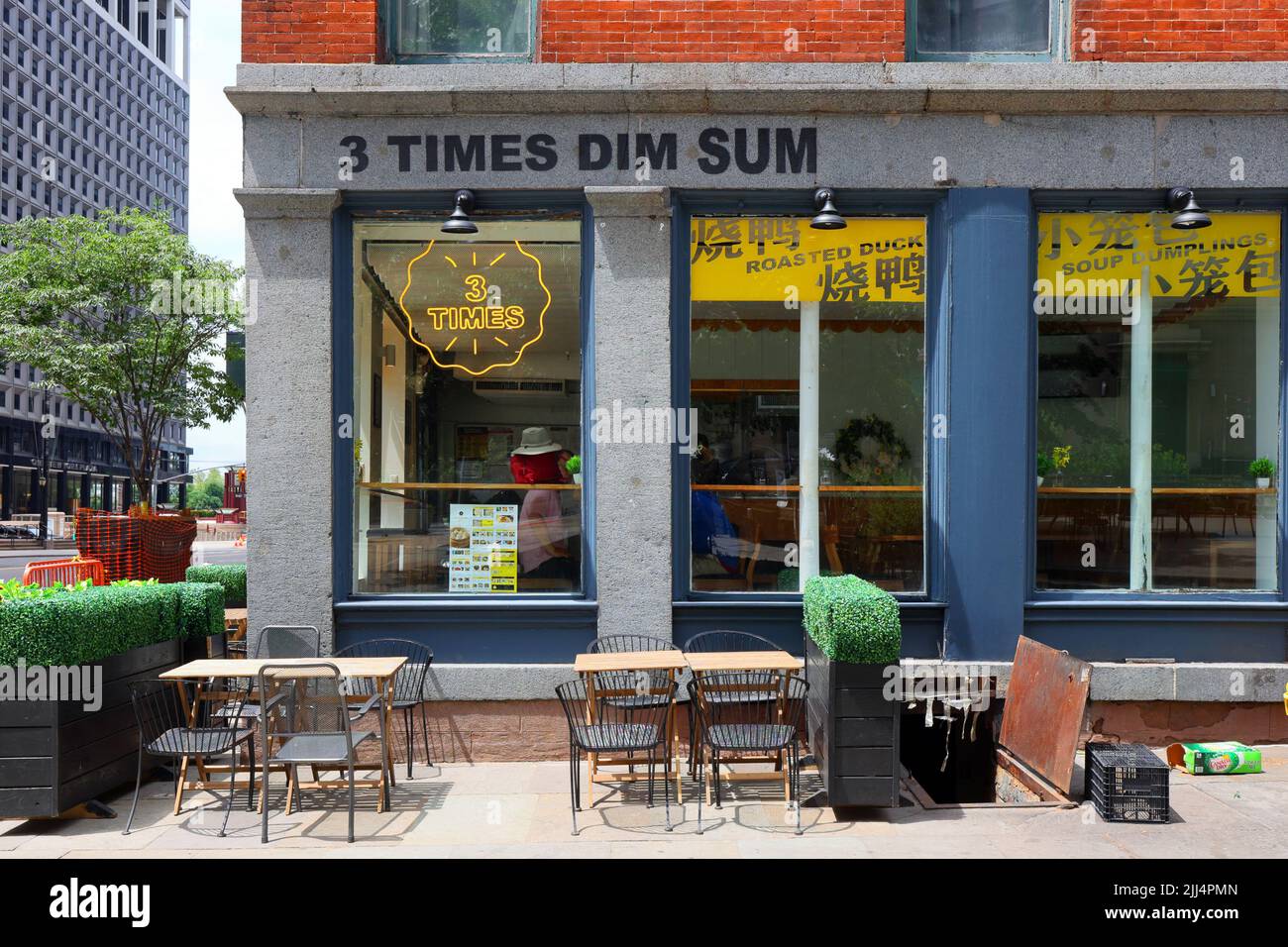 3 Times, 38 Water St, Nueva York, Nueva York, Nueva York, foto de un restaurante dim sum en el distrito financiero en el Bajo Manhattan. Foto de stock
