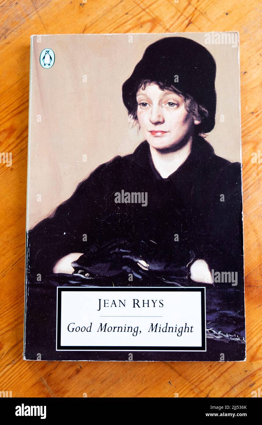 La portada del libro de la escritora británica Jean Rhys 'Good Morning Midnight' novela del Reino Unido Foto de stock