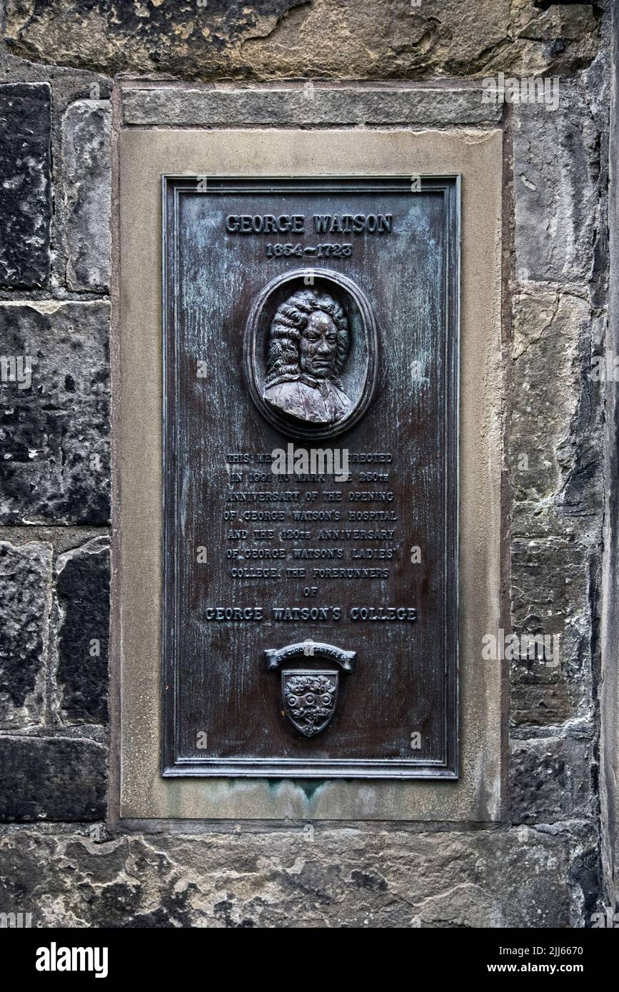 Memorial a George Watson (1654-1723) en Greyfriars Kirkyard, Edimburgo, Escocia, Reino Unido. Foto de stock
