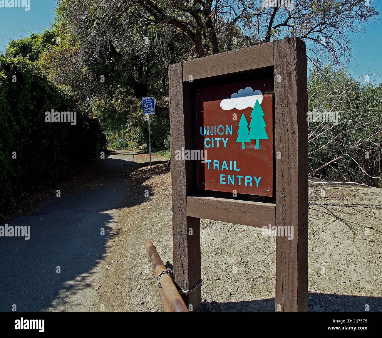 Cartel de entrada del Old Alameda Creek Trail en Union City, California Foto de stock