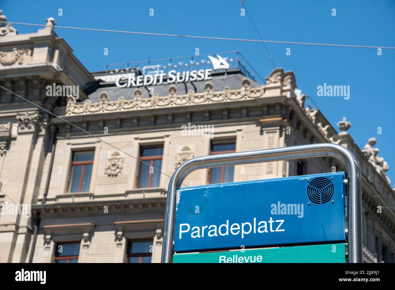Zuerich, Paradeplatz, Bankenviertel, Credit Suissse, Schweiz, | Zúrich, Credit Suisse, Bahnhofstrasse, Paradeplatz, Suiza, Foto de stock