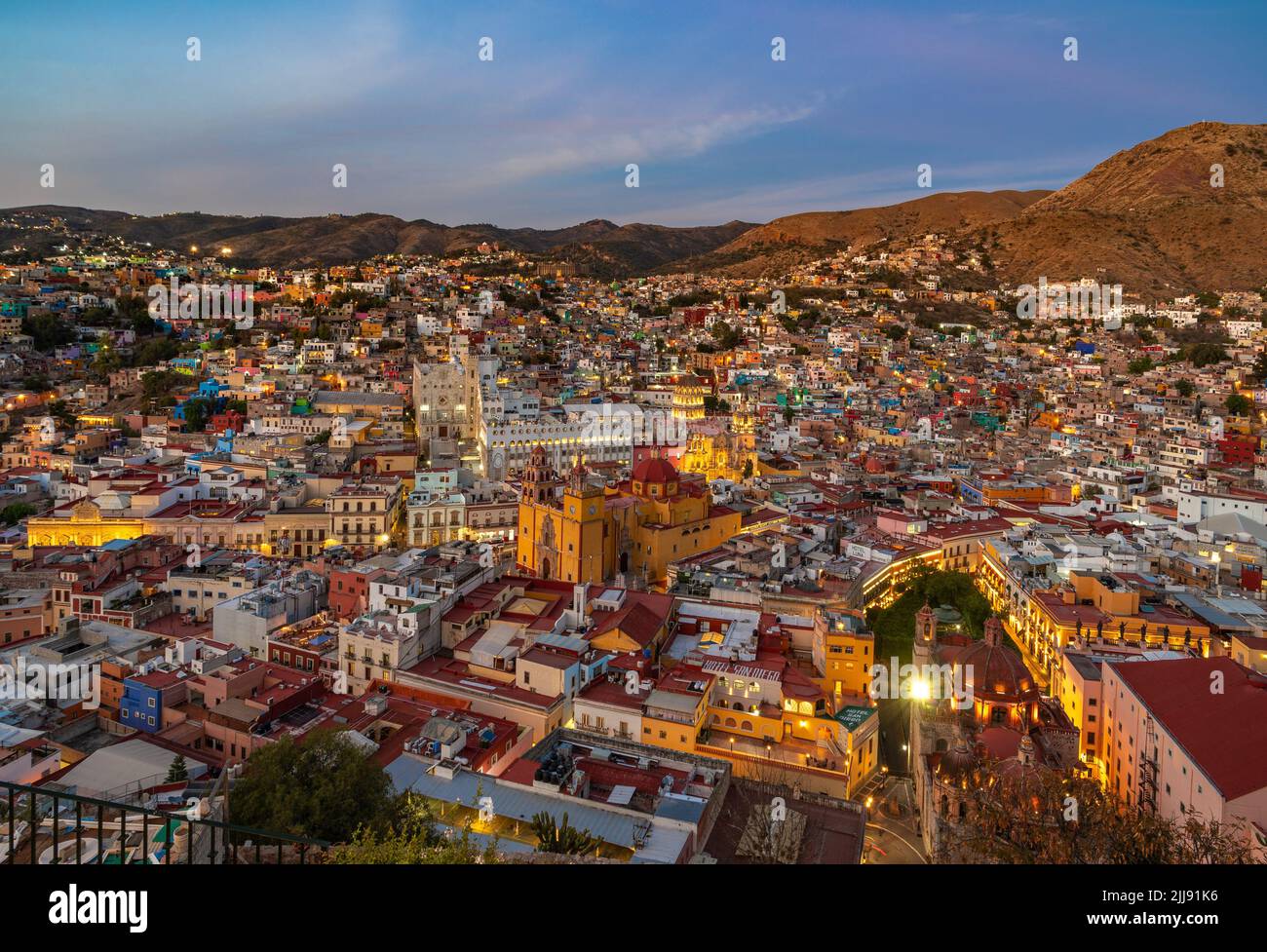 Vista panorámica de Guanajuato, México. Patrimonio de la Humanidad de la UNESCO. Foto de stock