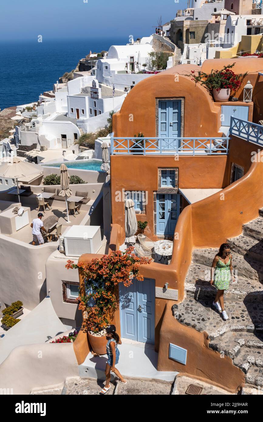 Kastro Oia Casas alojamiento de lujo en Oia, Santorini, Grecia, Europa Foto de stock