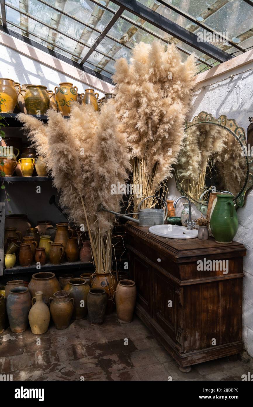 Tienda de plantas con muchos macetas y jarrones tradicionales y antiguos  Fotografía de stock - Alamy