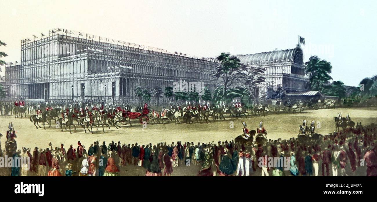 Ilustración de la Gran Exposición, Crystal Palace, Londres en 1851 Foto de stock