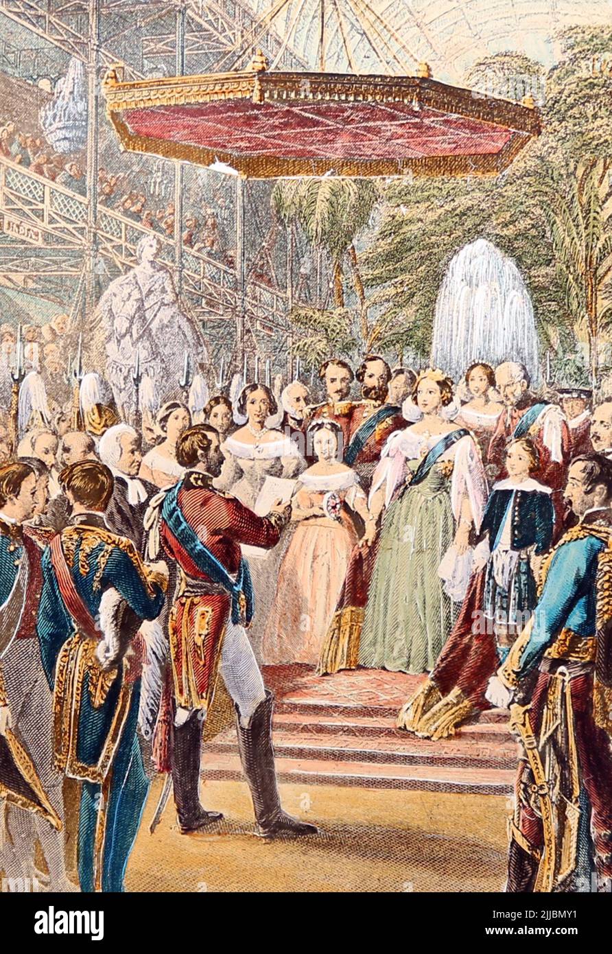 Ceremonia de Apertura, Gran Exposición, Palacio de Cristal en 1851 Foto de stock