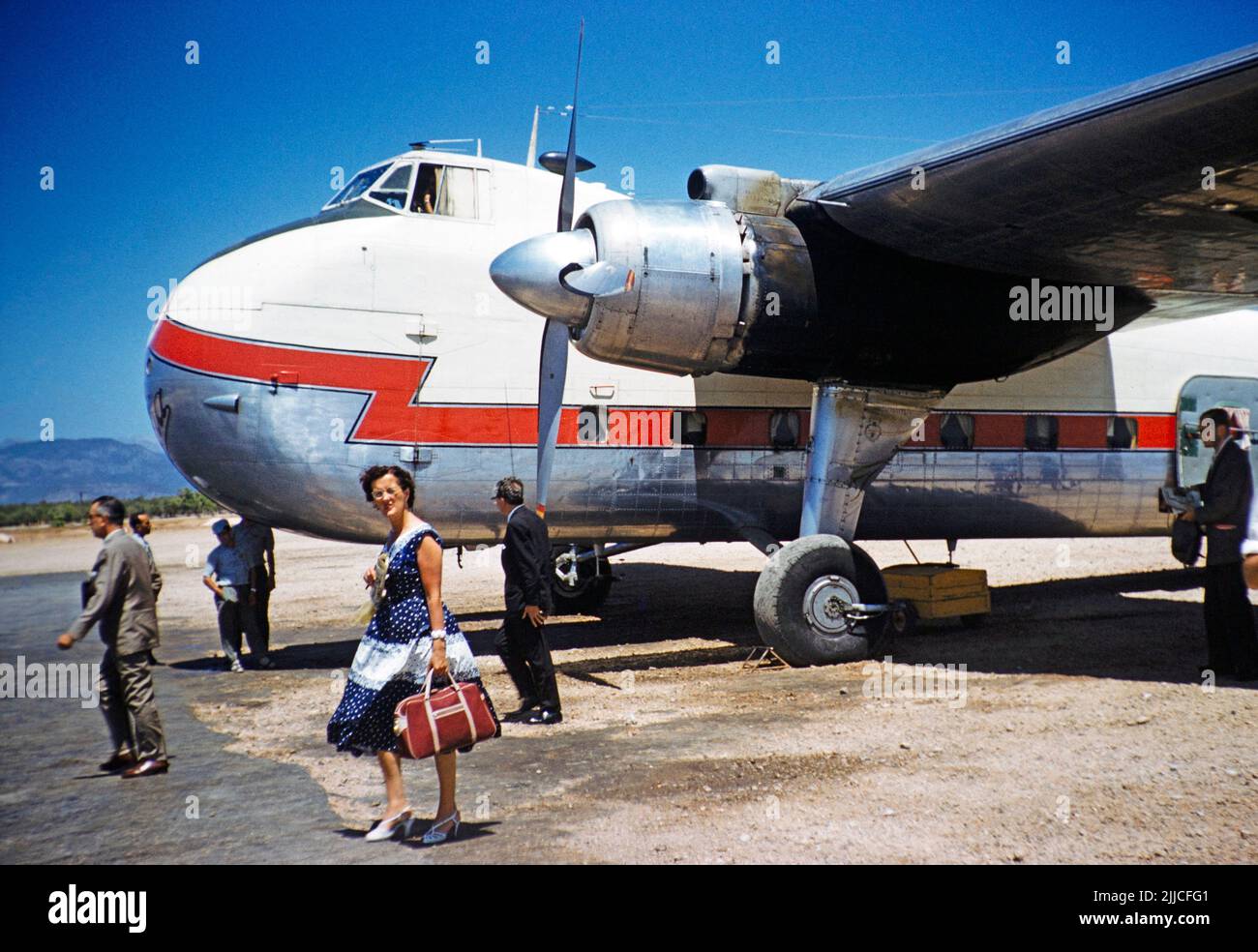 Avión de carga Bristol 170 Wayfarer, Iberian airways, Palma, Mallorca, Islas Baleares, España 1958 Foto de stock