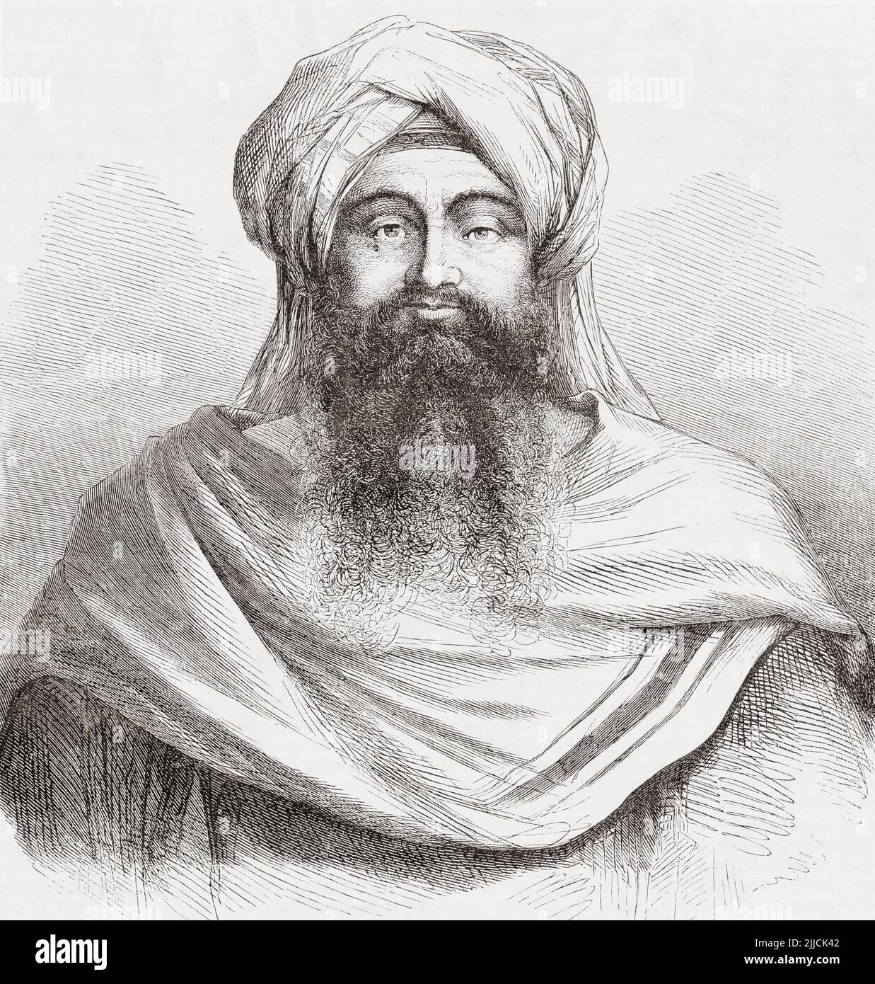 Mawlay Abd al-Rahman bin Hisham, 1778 - 1859. Sultán de Marruecos del 30 de noviembre de 1822 al 28 de agosto de 1859, como gobernante de la dinastía Alawi. De L'Univers Illustre, publicado en París, 1859 Foto de stock