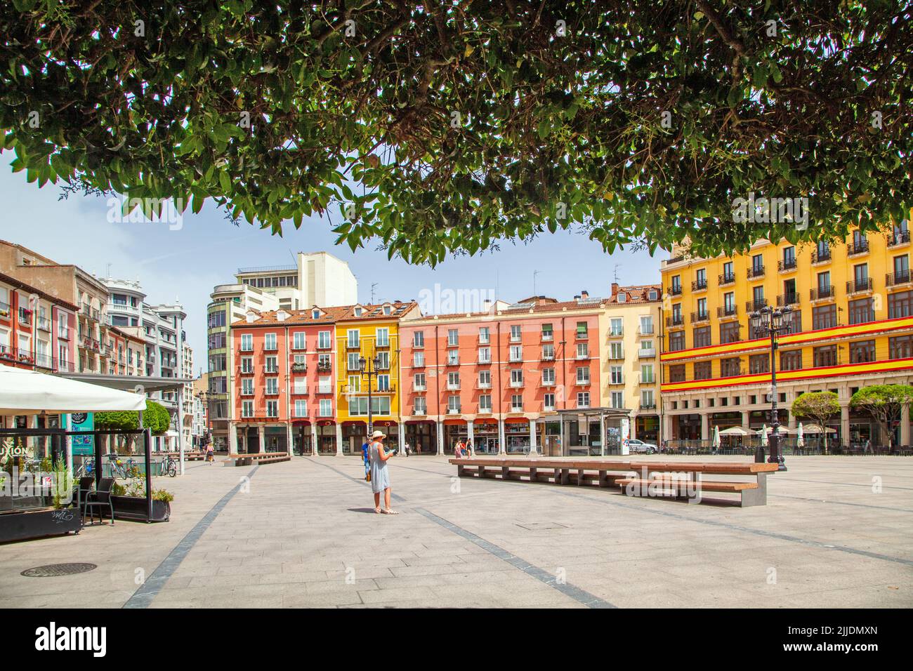 la plaza Mayor en la ciudad española de Burgos España Foto de stock