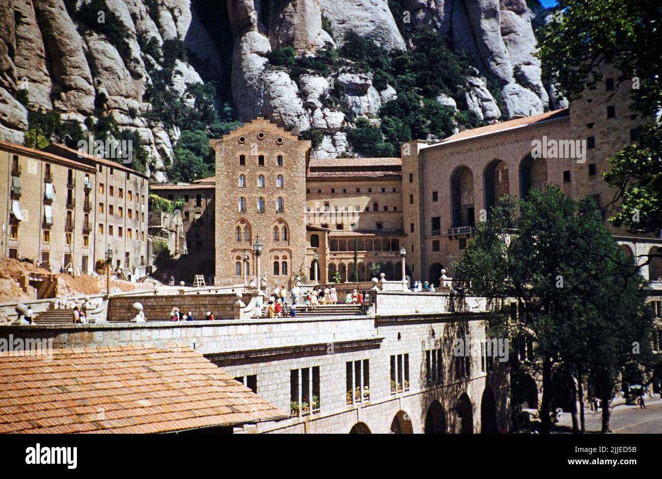 Abadía de Santa María de Montserrat, Montserrat, Cataluña, España, 1958 Foto de stock