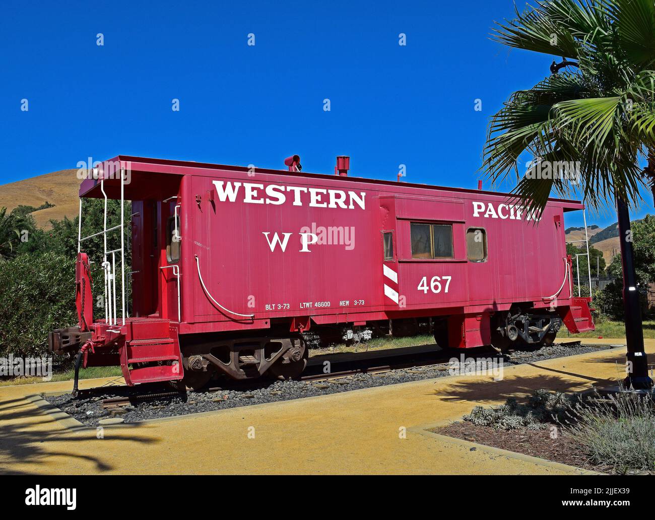 Vagón de cola en Niles Depot Museum, Freemont, California Foto de stock