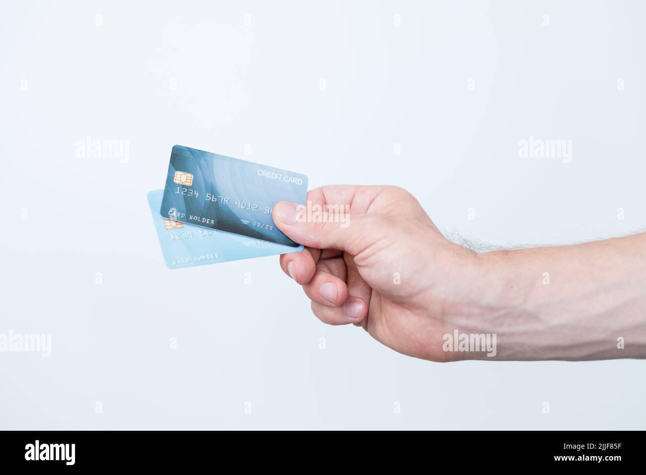 las finanzas de pago en línea de la tarjeta de crédito manejan el dinero Foto de stock