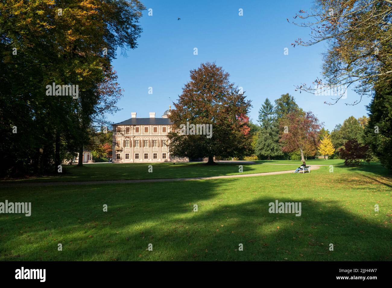 Historisches, Schloss Favorito bei Förch, im öffentlichen, Park Foto de stock