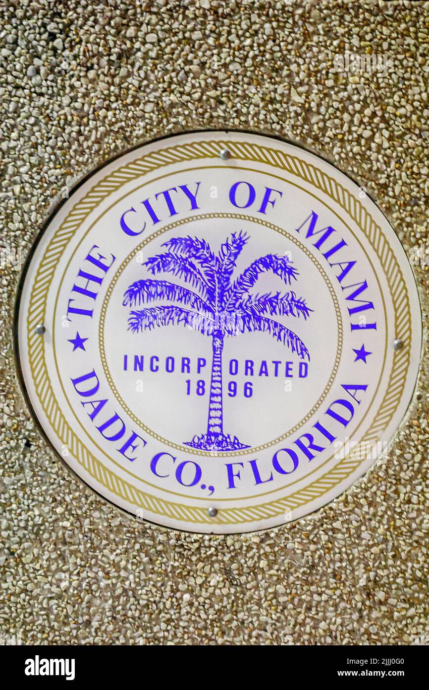 Miami Florida,Ciudad de Miami,Incorporated 1896,emblema,logotipo de palmera Una foto Foto de stock