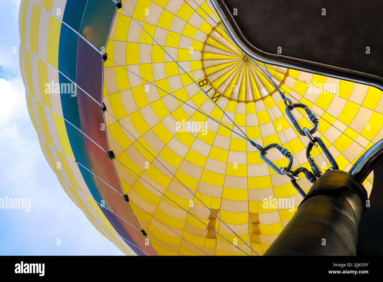 detalle de la cubierta interior de un globo de aire caliente Foto de stock