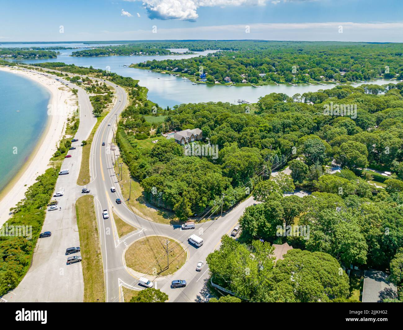 vista aérea del arroyo paynes y la larga playa Foto de stock