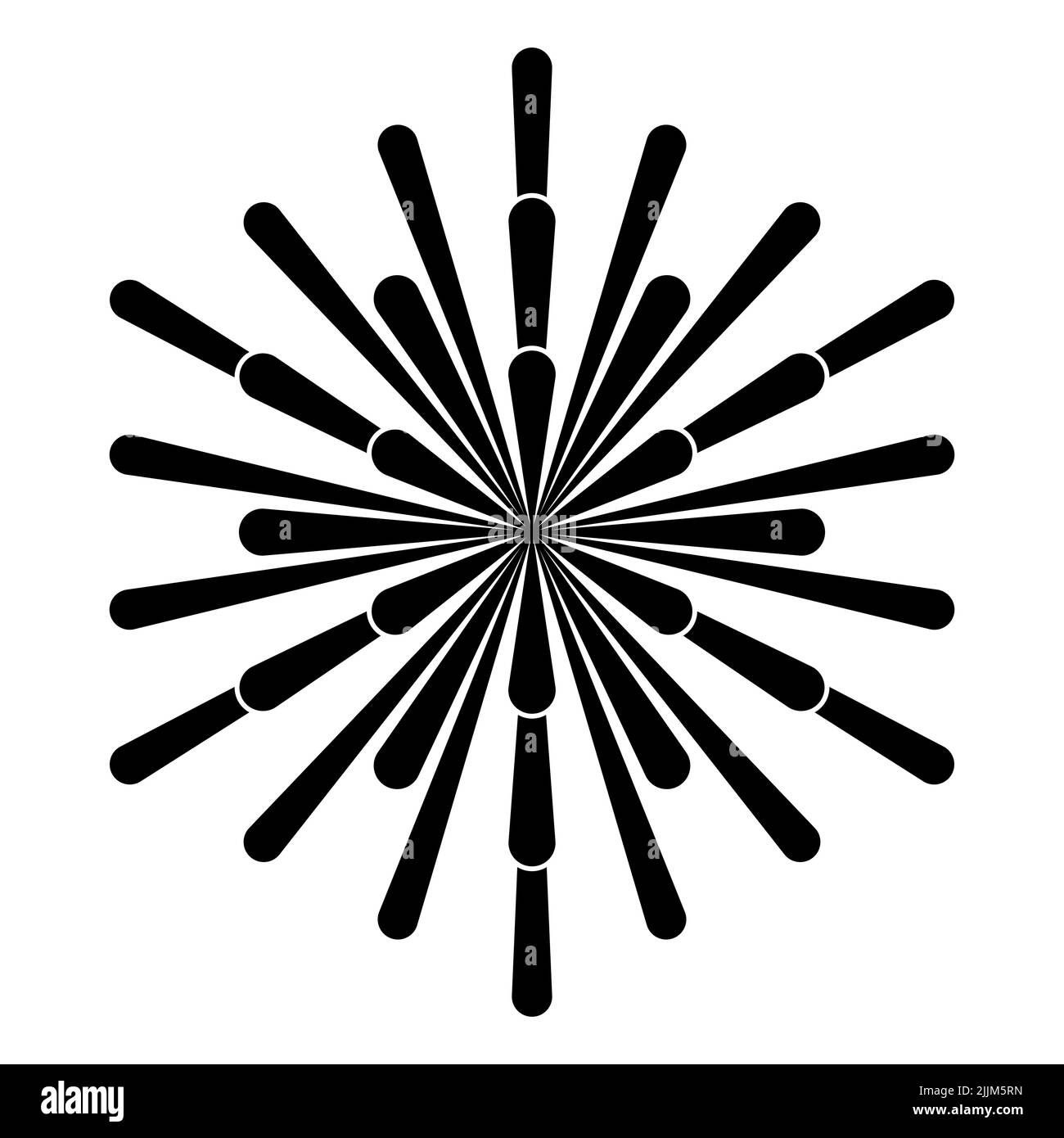 Rayos del sol, símbolo derivado de puntos de intersección de círculos superpuestos de una Flor de la Vida, conectados con líneas, que aparecen como rayos de sol. Foto de stock