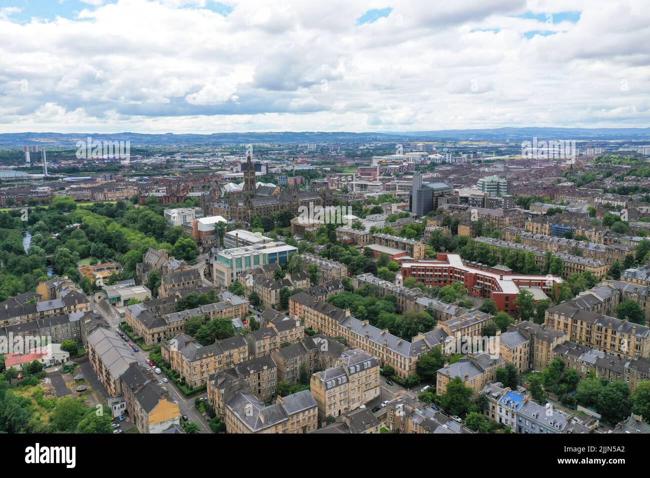 Vista aérea del West End de Glasgow Foto de stock