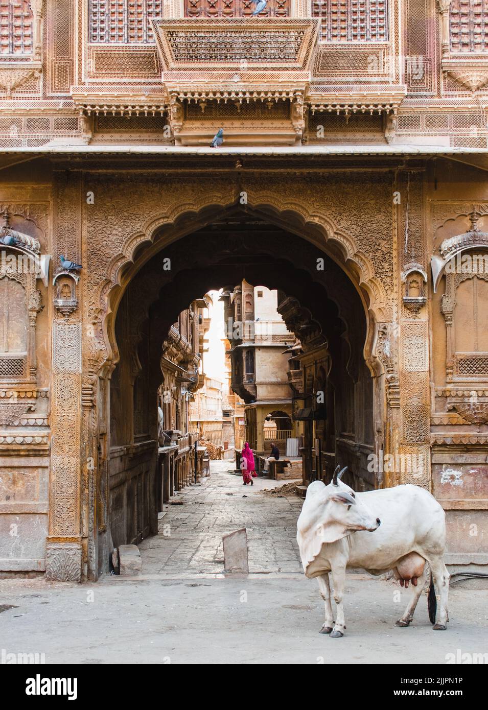 Una vista exterior de PATWA Haveli en Jaisalmer, Rajasthan Foto de stock