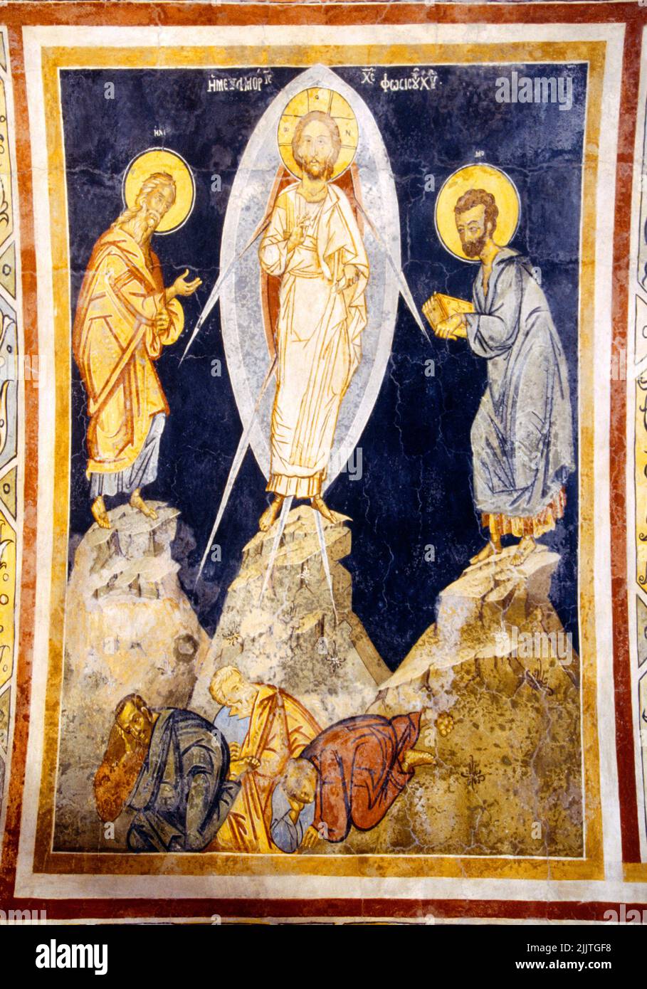 Rodas Grecia Monasterio de Thari Transfiguración del Fresco 1300-1450 Fresco Monte Hermón Foto de stock