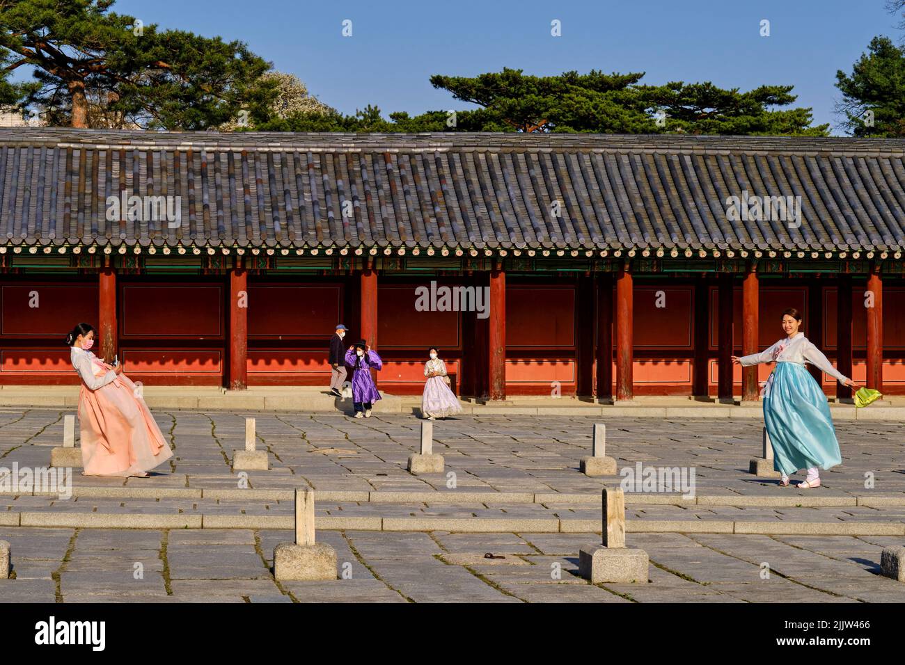 Corea del Sur, Seúl, distrito Jongno-gu, Palacio Changdeokgung o Palacio de la Prosperidad construido en el siglo 15th bajo la dinastía Joseon (UNESCO Mundial Foto de stock