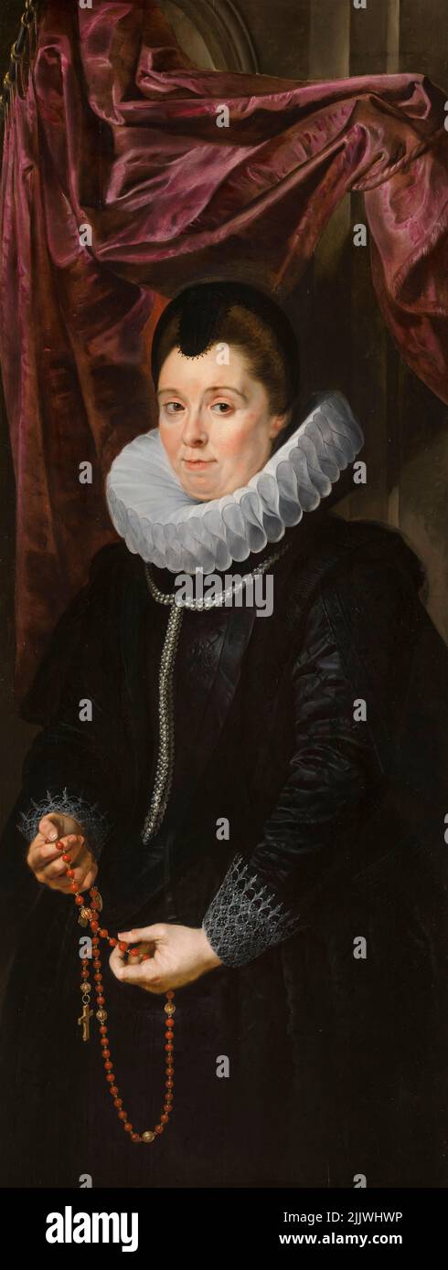 Peter Paul Rubens, Adriana Pérez, retrato al óleo sobre panel, 1613-1615 Foto de stock