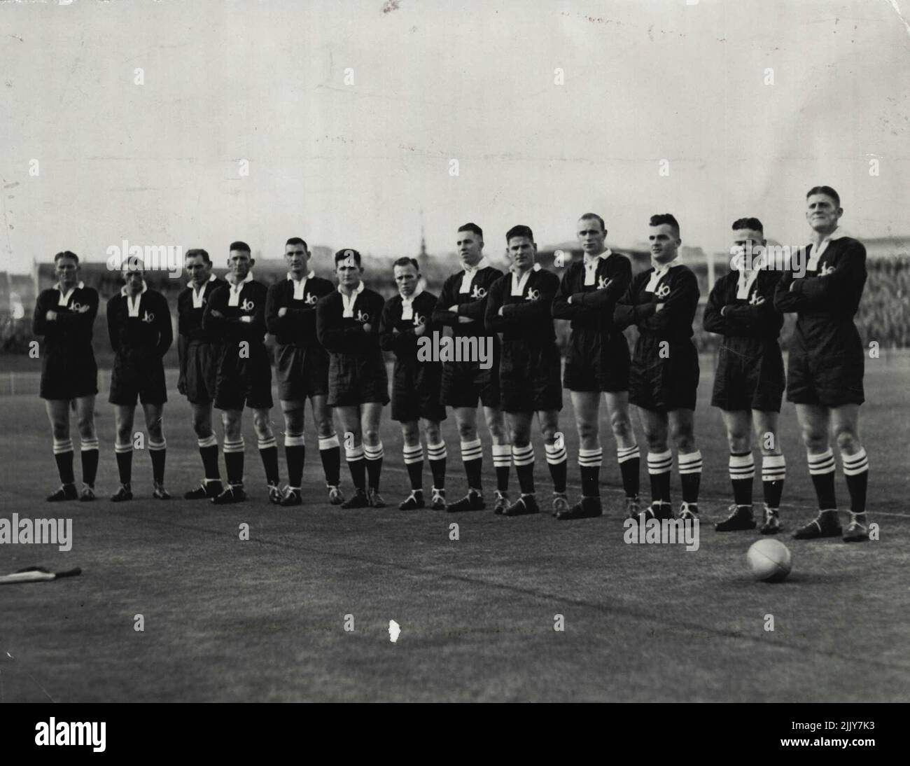 Queensland Rugby League antes del partido contra Nueva Gales del Sur en el Sydney Cricket Ground. 10 de junio de 1935. Foto de stock