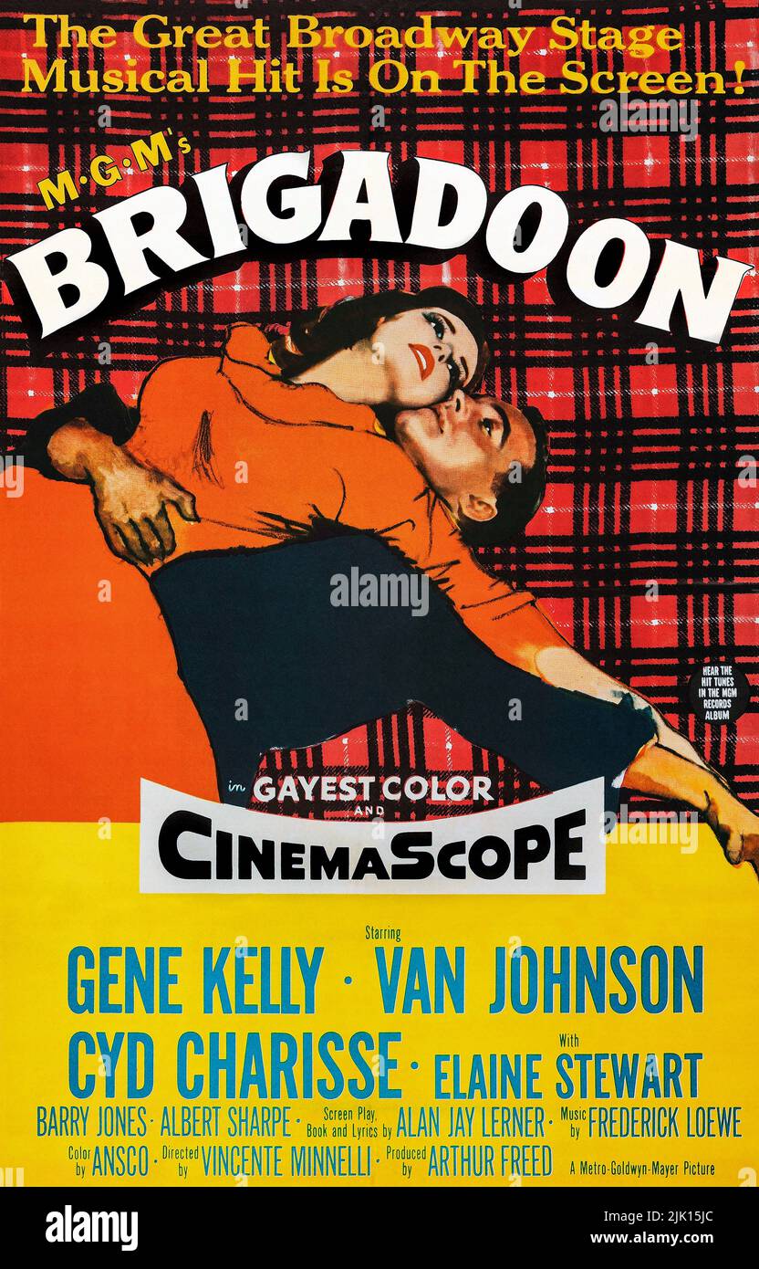 BRIGADOON - Cartel de Cine para el musical de 1954 MGM con Gene Kelly y Cyd Charisse Foto de stock