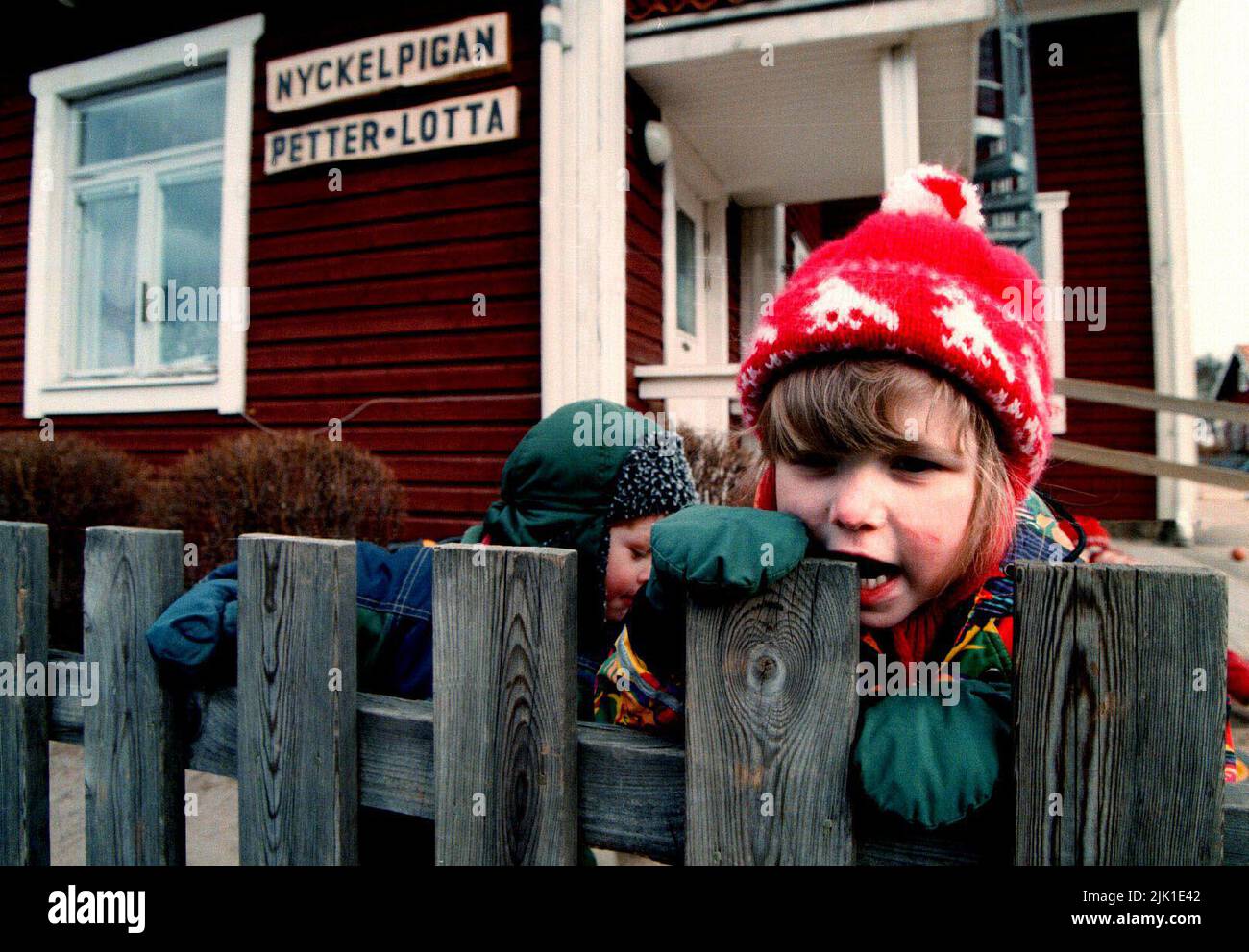 Niños en un preescolar, Motala, Suecia. Foto de stock