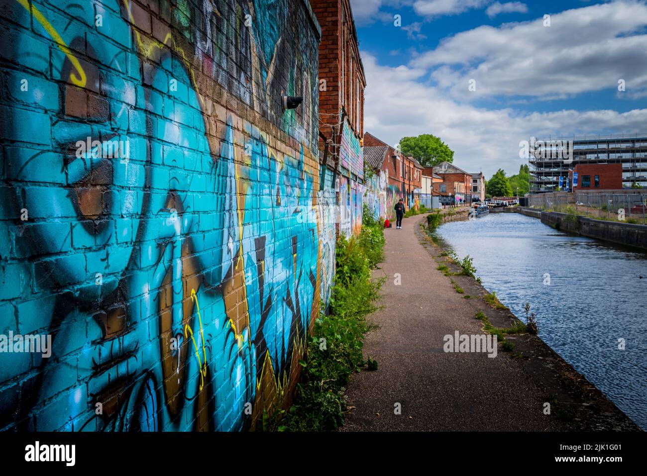 Graffiti a lo largo del Gran Canal de la Unión en Leicester. Foto de stock
