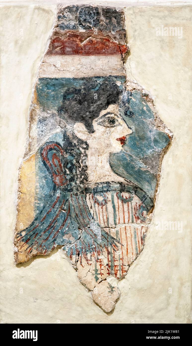 'La Parisienne' Un fragmento de un fresco minoico de una figura femenina, probablemente una sacerdotisa en una escena de banquete ritual. Desde el 'Campostool fresco' Foto de stock