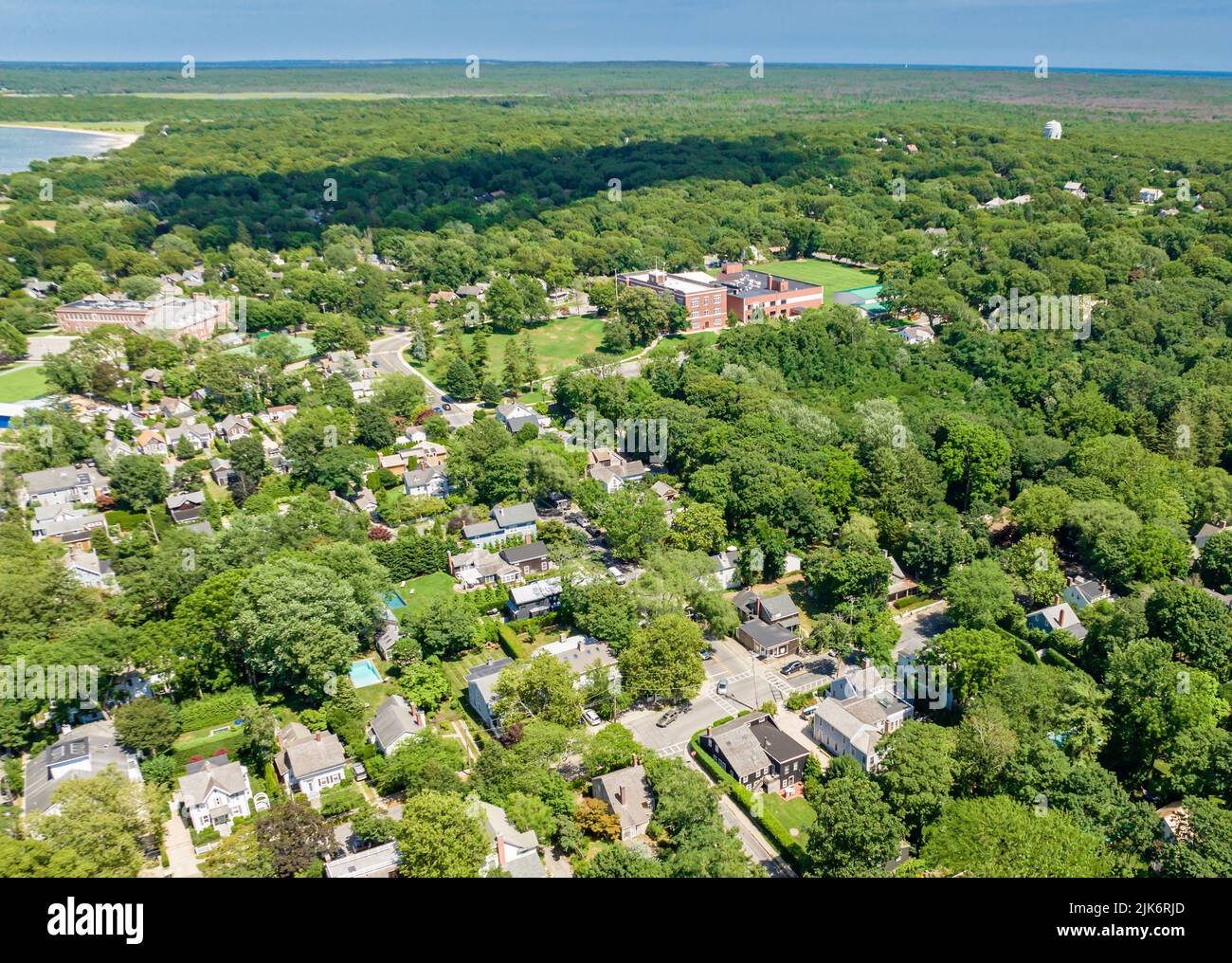Vista aérea de la escuela secundaria Pierson y el área Foto de stock