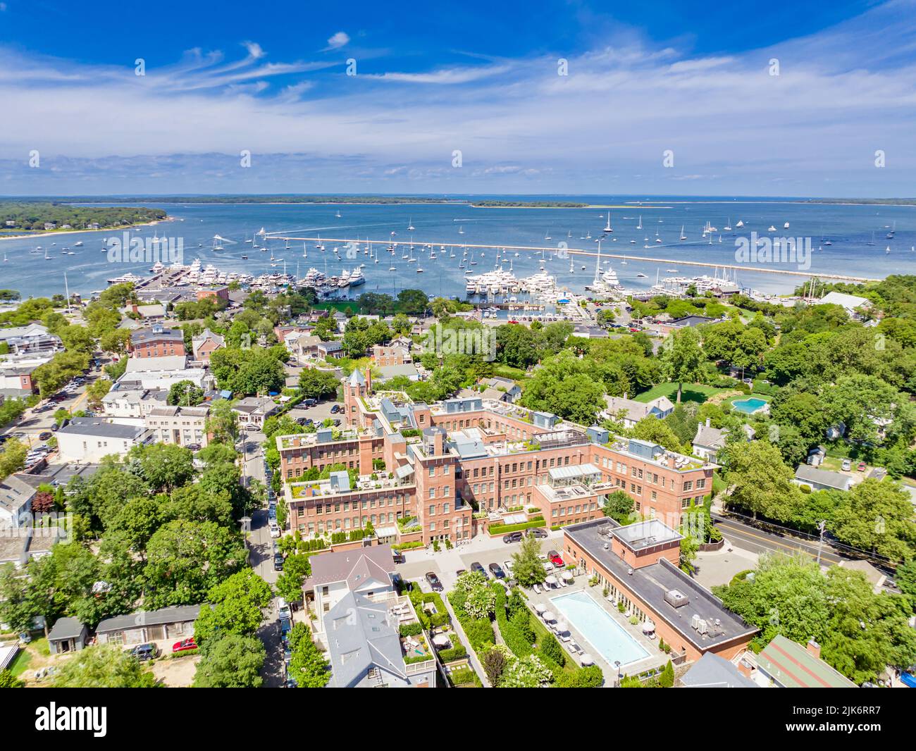 Vista aérea de Sag Harbor, NY Foto de stock