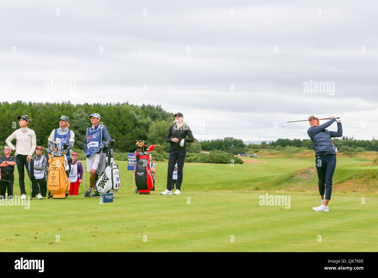 Irvine, Reino Unido. 31st de julio de 2022. En el último día del Trust Golf Women's Scottish Golf en el campo de golf Dundonald Links, Irvine, Ayrshire, Reino Unido, los 12 mejores jugadores están separados por sólo 4 golpes. Los jugadores están jugando para un total de $2.000.000 y el prestigioso trofeo. Crédito: Findlay/Alamy Live News Foto de stock