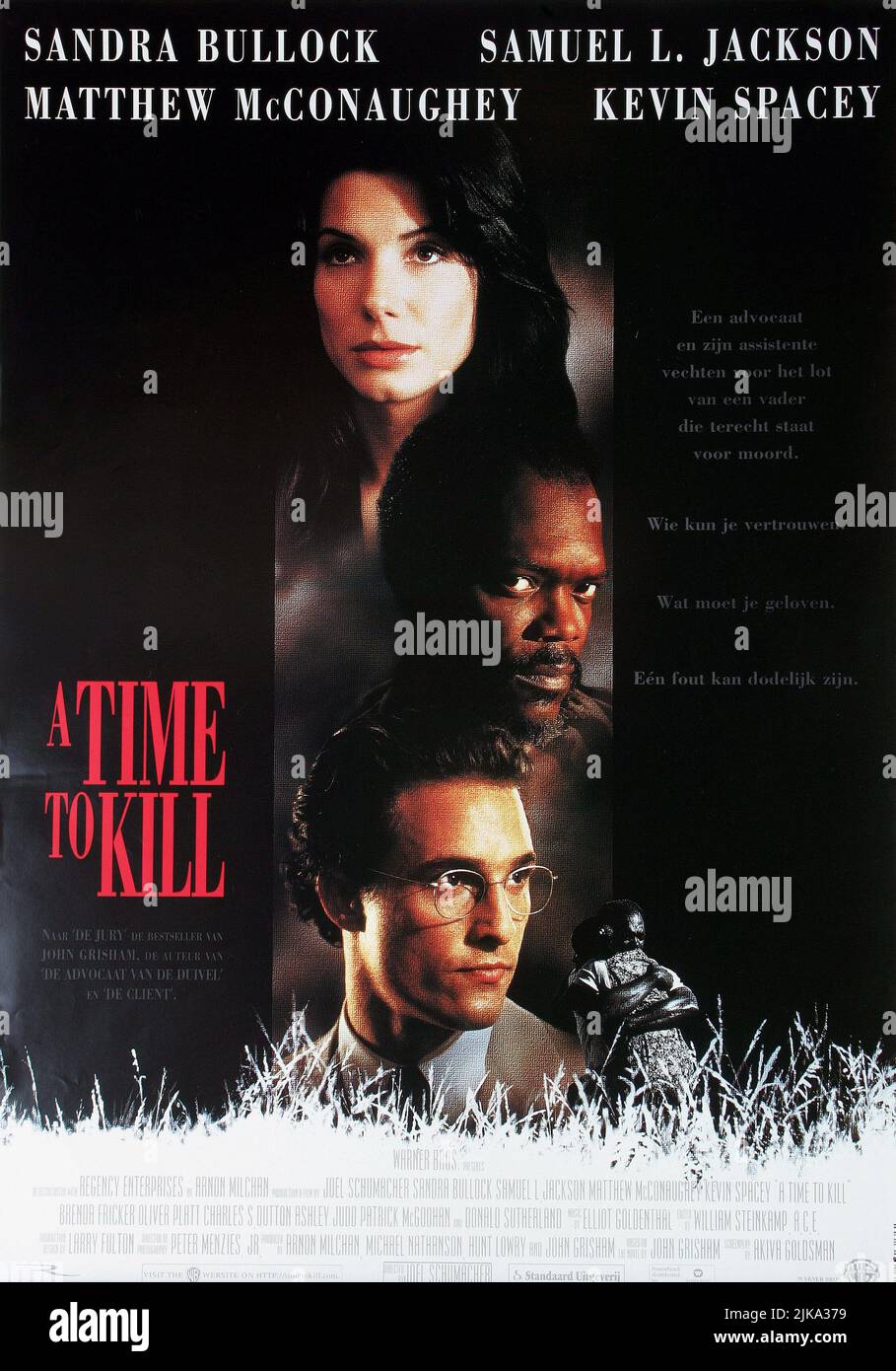 Sandra Bullock, Samuel L. Jackson y Matthew McConaughey Poster Film: A Time  to Kill (EE.UU. 1996) Director: Joel Schumacher 24 Julio 1996  **ADVERTENCIA** Esta fotografía es sólo para uso editorial y es