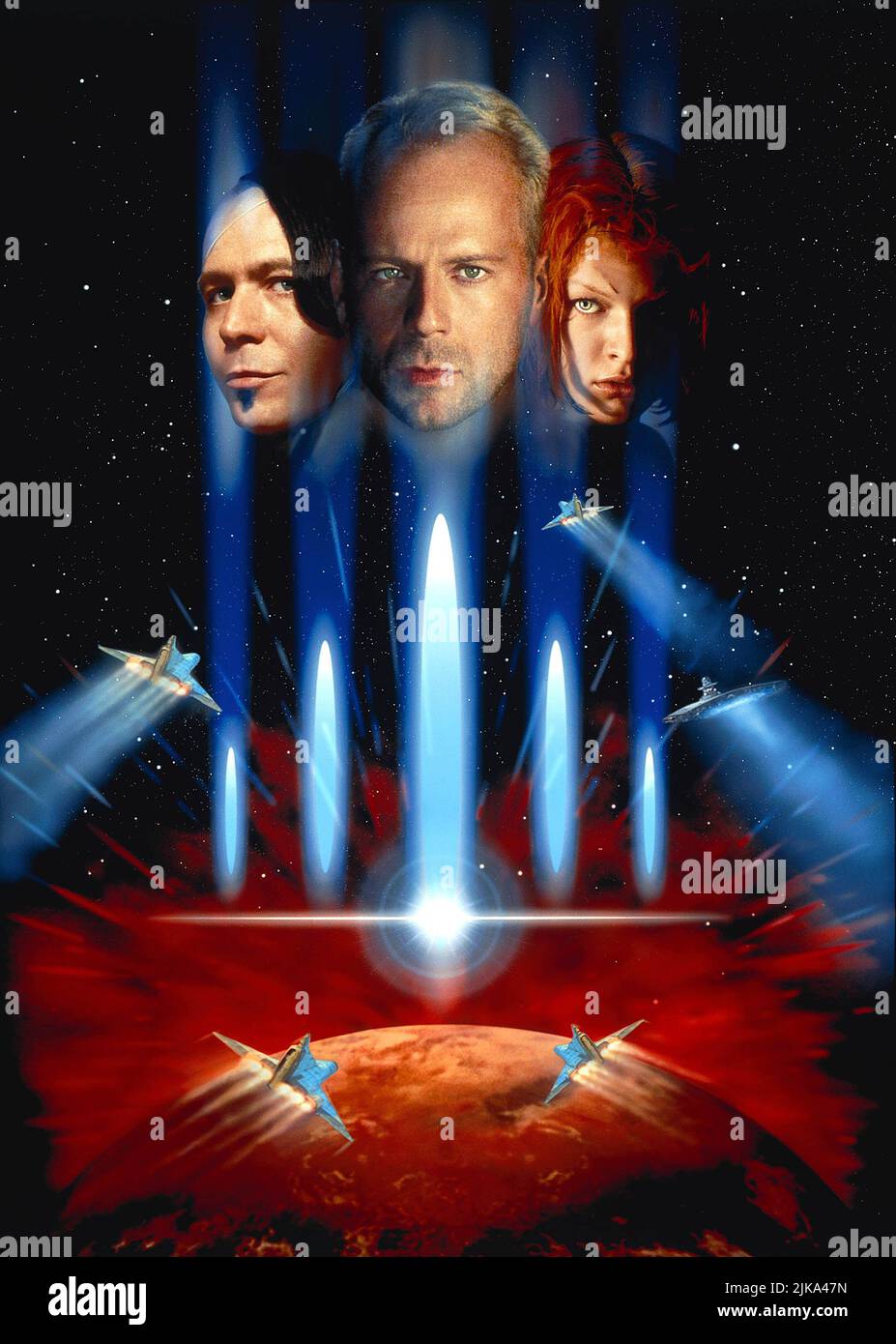 Gary Oldman, Bruce Willis y Milla Jovovich Cartel El quinto elemento