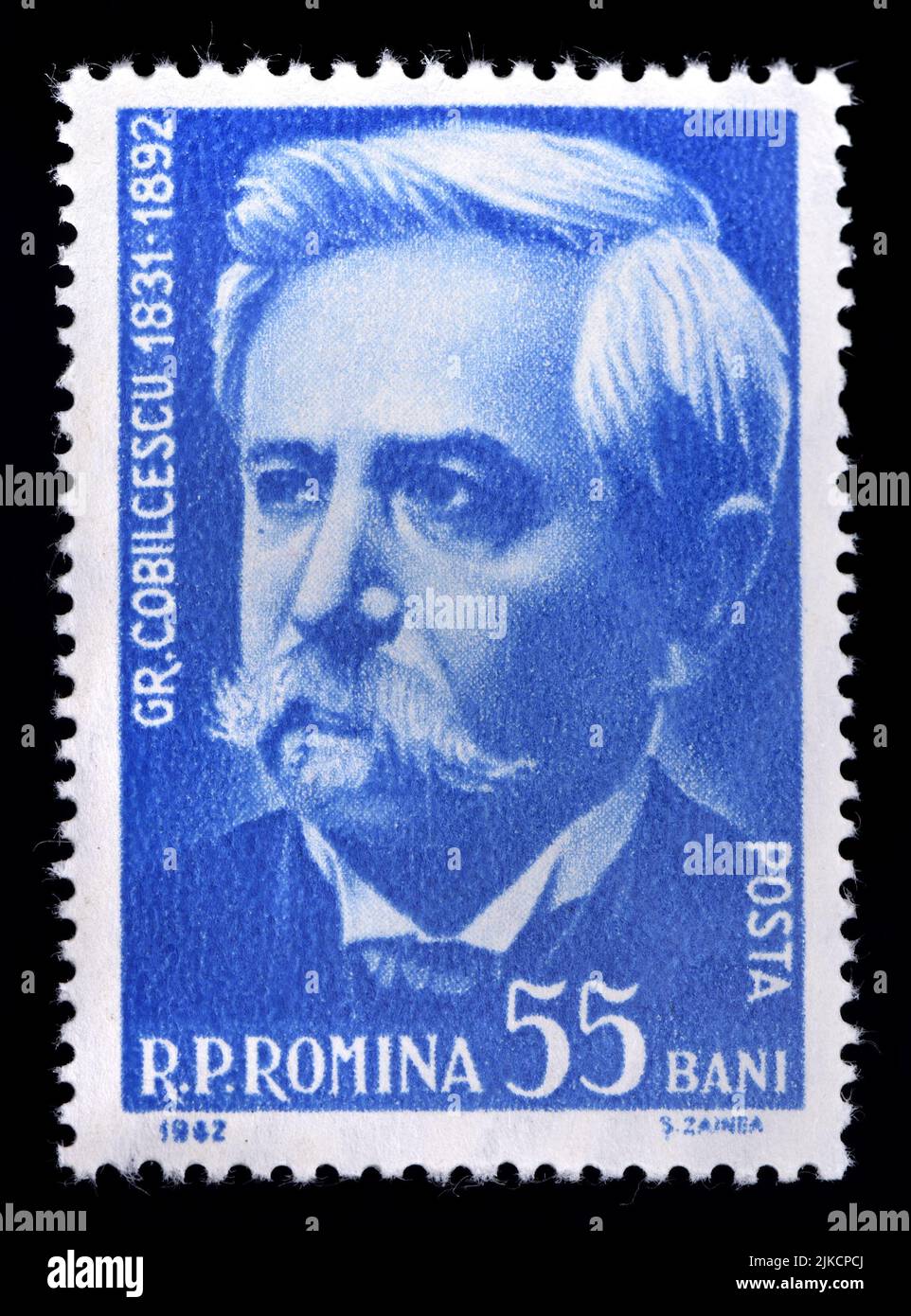 Sello de franqueo rumano (1962) : Grigore Cobălcescu (1831-1892) moldavo / Rumano geólogo y paleontólogo Foto de stock